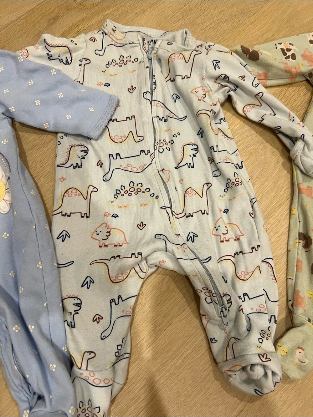 Old Navy Blue and Light Gray Kids Footie Sleepers - Floral, Animal & Farm Prints